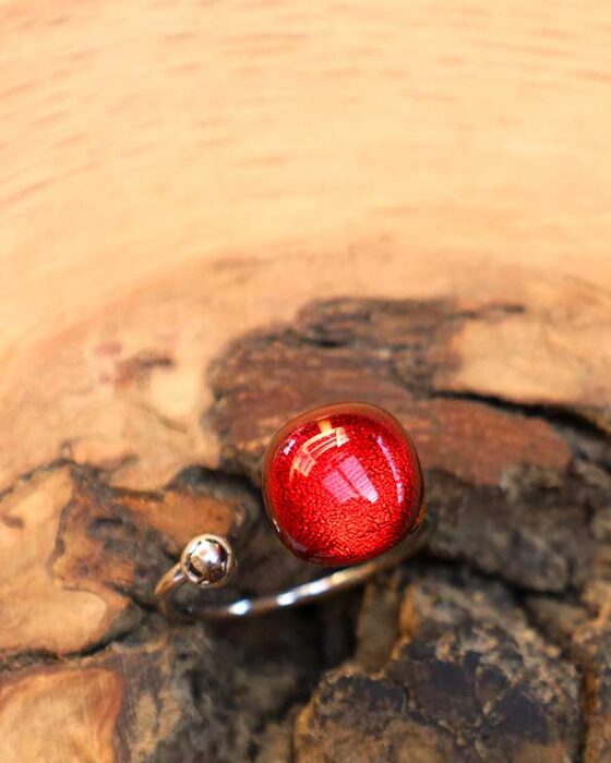 bague rouge argent