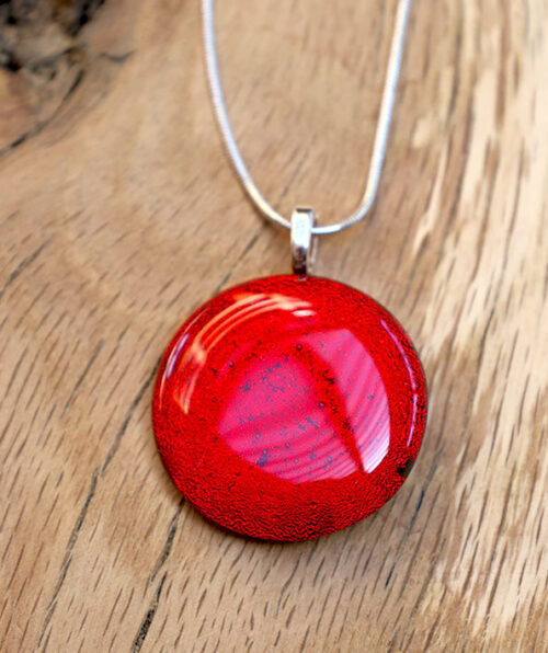Pendentif rouge rond grand