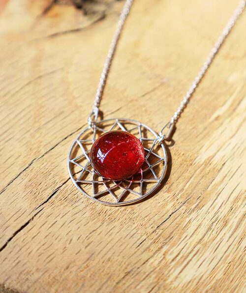 pendentif-argent-rosace-rouge